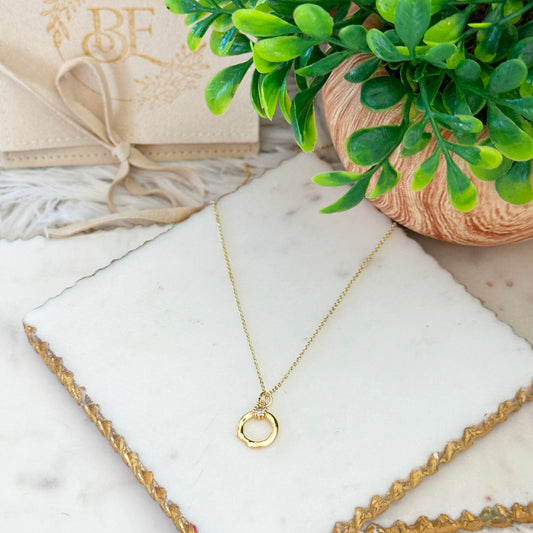 Gold filled open circle pendant necklace