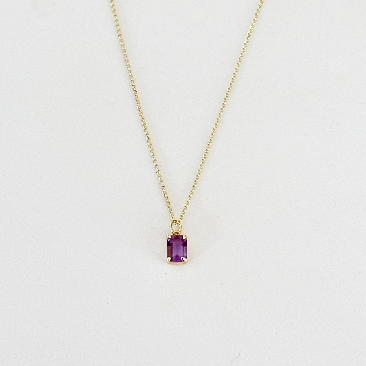 Gold filled purple amethyst charm necklace 