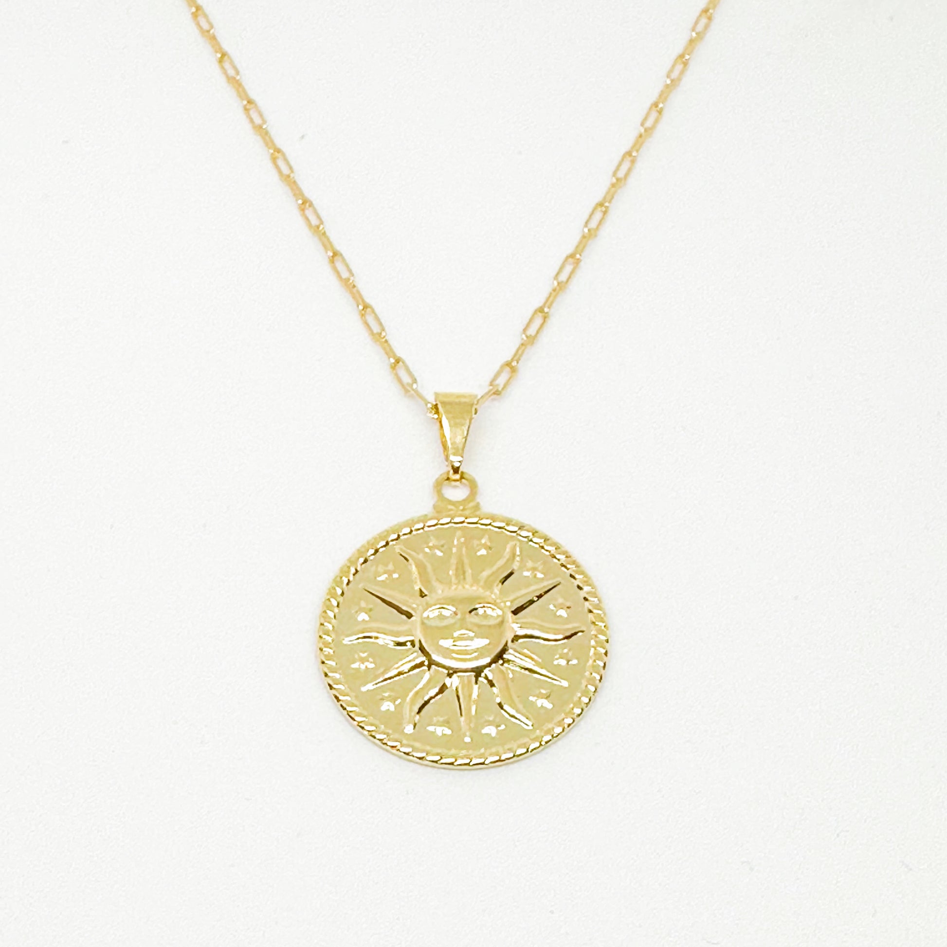 Gold filled sun medallion necklace