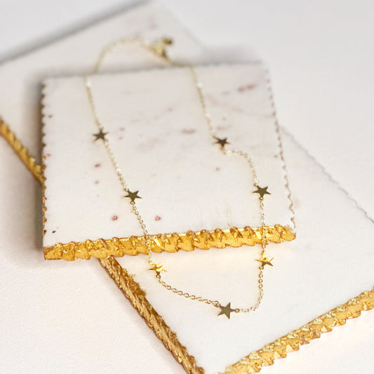 Stella Dainty Star Pendant Choker Necklace - Gold or Silver